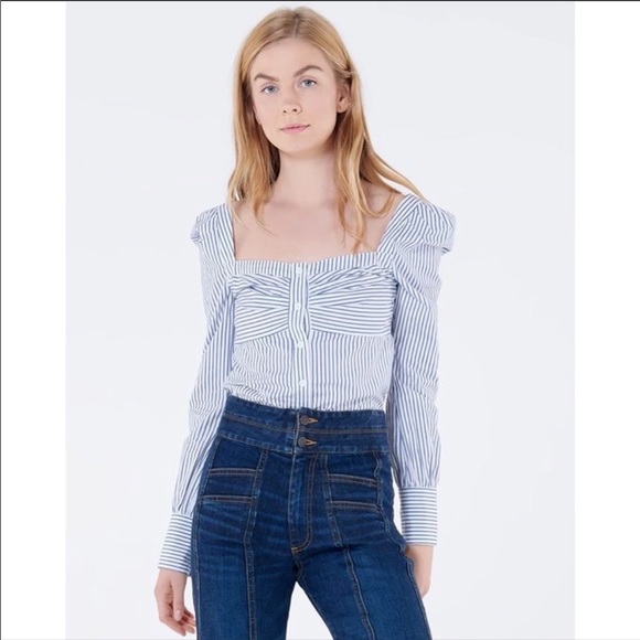 Veronica Beard Frankie Pinstripe Button Down Top - Picture 8 of 8